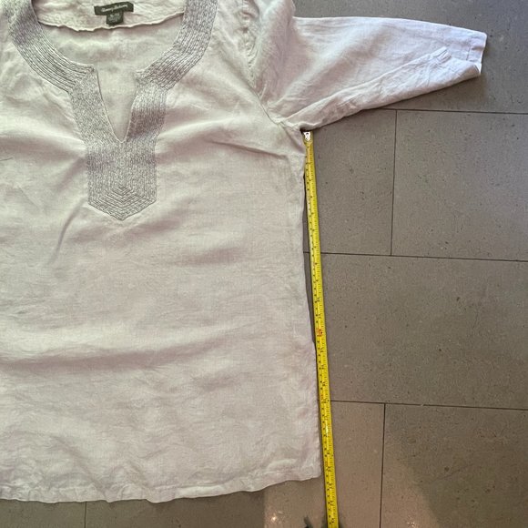 Tommy Bahama Light Tan Linen Tunic with Beading - Size XL - Picture 3 of 10